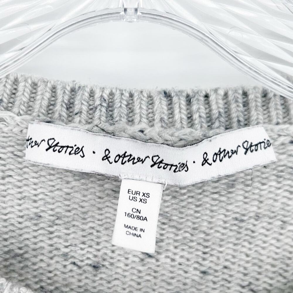 & Other Stories Speckled Wool Blend Crewneck Sweater Gray XS Scandinavian Nordic - Picture 6 of 11